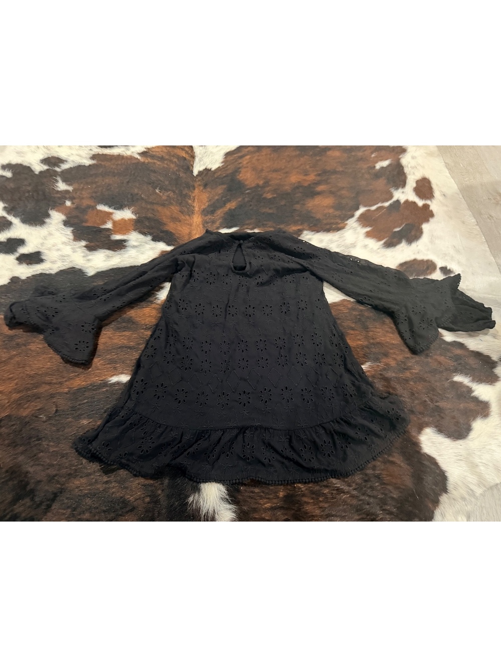 Shyanne Black Eyelet Long Sleeve Dress XS